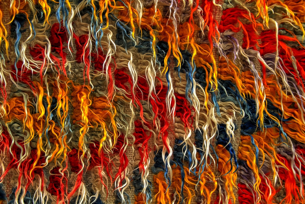 tapestry of different color thread